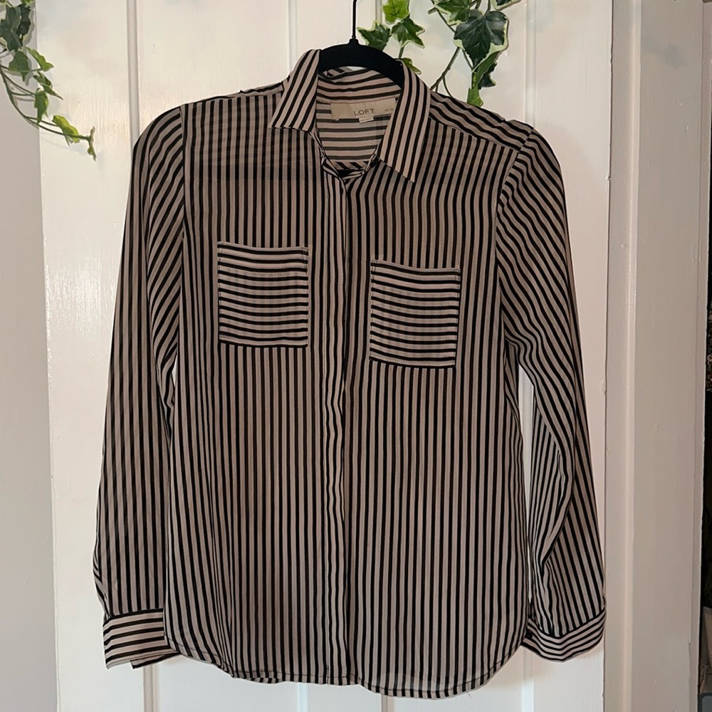 Loft XSP Slightly Sheer Striped Blouse